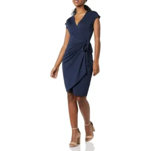 Vestido Cruzado clásico con Mangas Casquillo