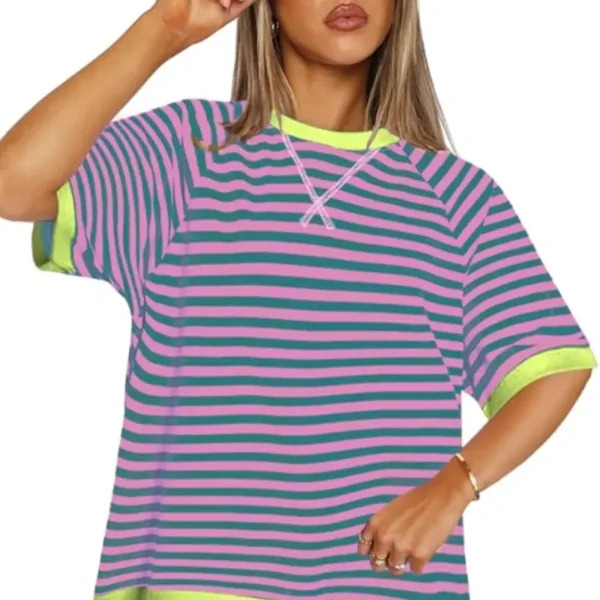 Camiseta Oversized Mujer Manga Corta con Cuello Redondo - Imagen 2